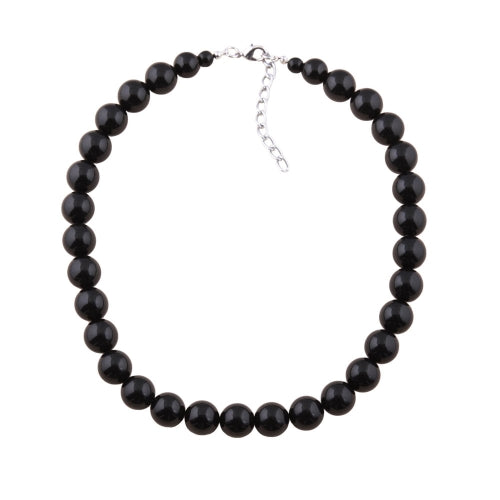 Kette 12mm Kunststoffperlen schwarz glänzend 40 - 80cm