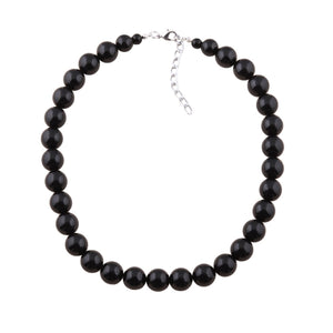Kette 12mm Kunststoffperlen schwarz glänzend 40 - 80cm