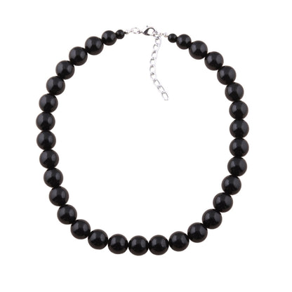 Kette 12mm Kunststoffperlen schwarz glänzend 40 - 80cm