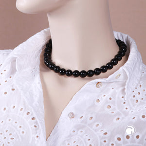 Kette 12mm Kunststoffperlen schwarz glänzend 40 - 80cm
