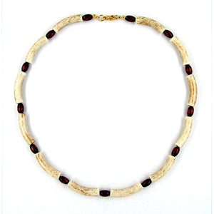 Kette 25x6mm Rohr Kunststoff beige und Holzolive braun 40cm
