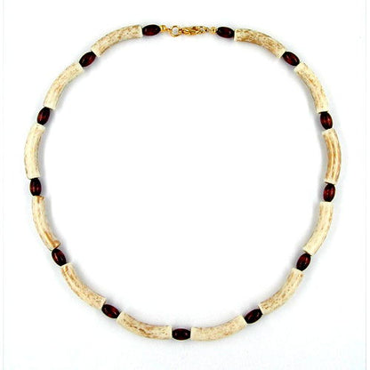 Kette 25x6mm Rohr Kunststoff beige und Holzolive braun 40cm