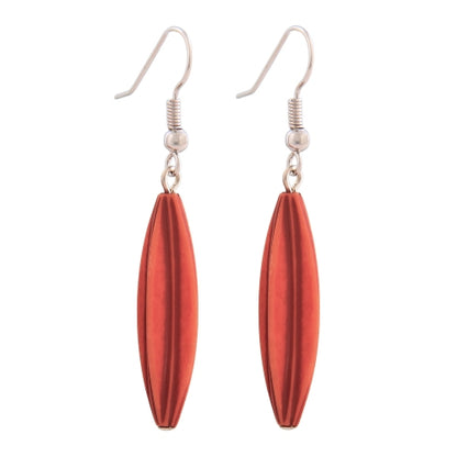 Ohrhaken Ohrhänger Ohrringe 30x9mm Rillenolive Kunststoff orange-antik