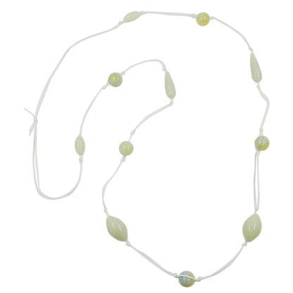 Kette Kunststoffperlen mint-grün-marmoriert Kordel weiß 110cm