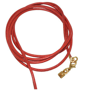 Lederband Rundschnur 2mm rot Rindleder 100cm 1x Karabiner gold pflanzlich gegerbt