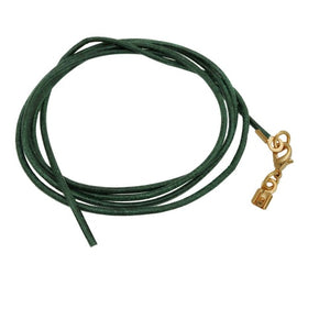 Lederband Rundschnur Rindleder 2mm dunkelgrün 100cm Karabiner gold pflanzlich gegerbt