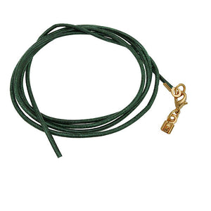 Lederband Rundschnur Rindleder 2mm dunkelgrün 100cm Karabiner gold pflanzlich gegerbt