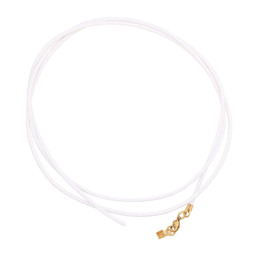 Lederband Rundschnur Rindleder 2mm weiß gefärbt mit 1x Verschluss goldfarbig ca. 1m