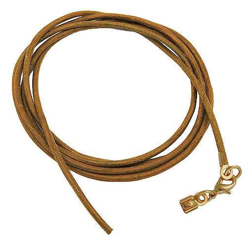 Lederband Rundschnur Rindleder 2mm oliv-khaki gefärbt mit 1x Verschluss goldfarbig ca. 1m