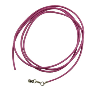 Lederband Rundschnur Rindleder 2mm rosa gefärbt mit 1x Verschluss silberfarbig ca. 1m