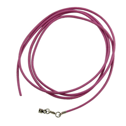 Lederband Rundschnur Rindleder 2mm rosa gefärbt mit 1x Verschluss silberfarbig ca. 1m