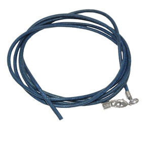Lederband Rundschnur Rindleder 2mm dunkelblau gefärbt mit 1x Verschluss silberfarbig ca. 1m