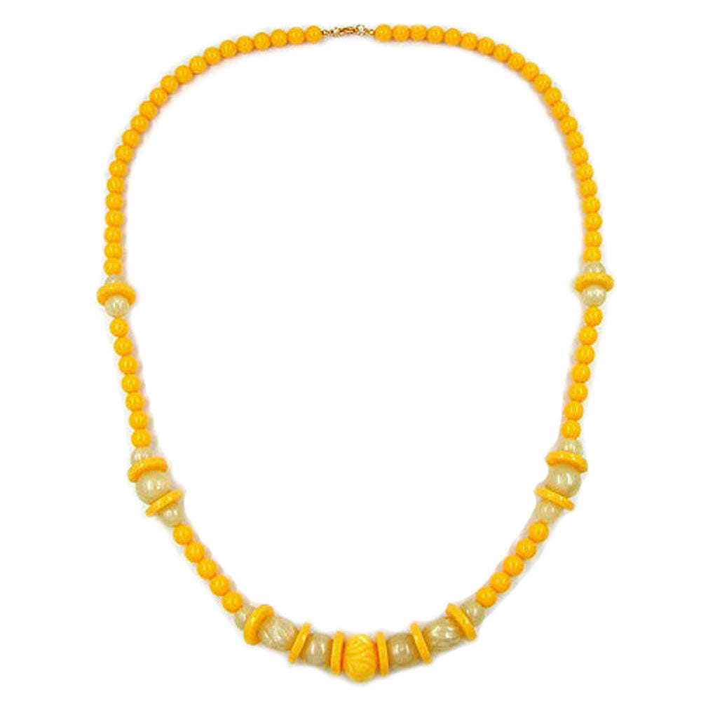 Kette Schmuckperle Kunststoff gelb gelb-seide 75cm