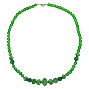 Kette Kunststoffperlen grün-transparent 60cm