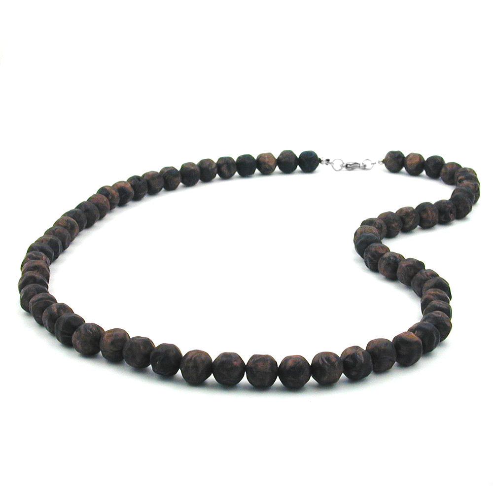 Kette 10mm Kunststoffperlen Barockperlen braun-schwarz-marmoriert 50cm