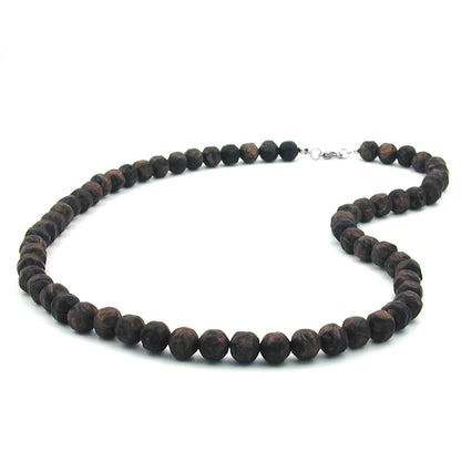 Kette 10mm Kunststoffperlen Barockperlen braun-schwarz-marmoriert 50cm