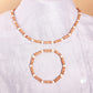 Set Kette Armband 14x5mm Perlen hellbraun-beige Kunststoff 42cm