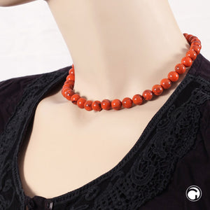 Kette 10mm Rundperle orange-schwarz-marmoriert Kunststoff 40 - 80cm