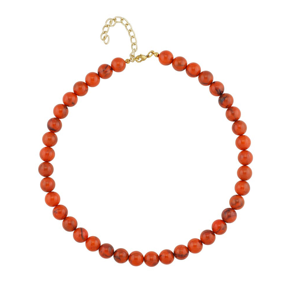 Kette 10mm Rundperle orange-schwarz-marmoriert Kunststoff 40 - 80cm