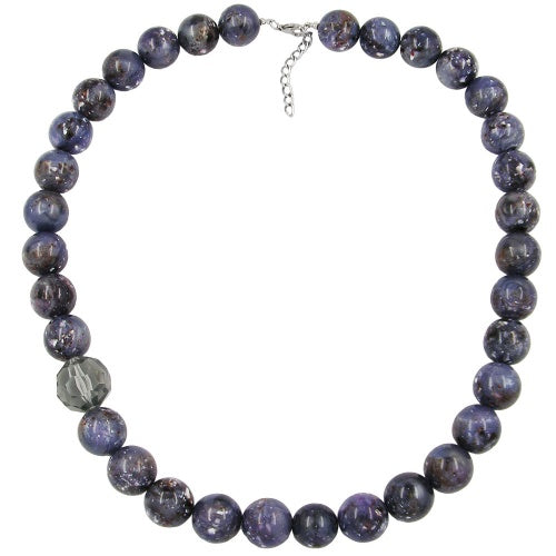 Kette 18mm Perlen Kunststoff lila-grau-weiß-marmoriert 60cm