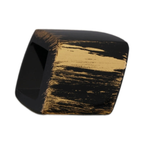 Tuchring 45x36x18mm Sechseck schwarz-gold-strich matt Kunststoff