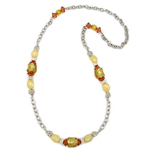 Kette, Steinperle gelb mit Ankerkette 90cm