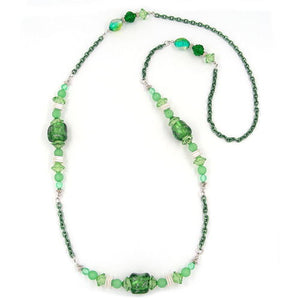 Kette, Steinperle mit Ankerkette grün 95cm