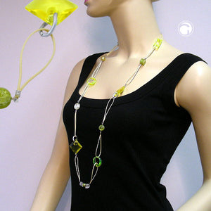 Sommercollier Kunststoff gelb-oliv 100cm