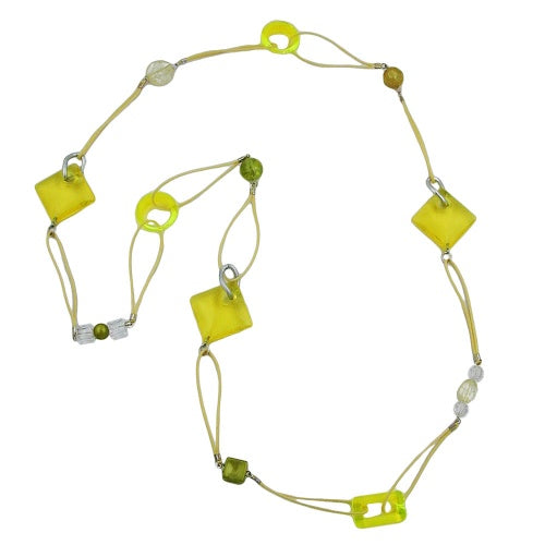 Sommercollier Kunststoff gelb-oliv 100cm