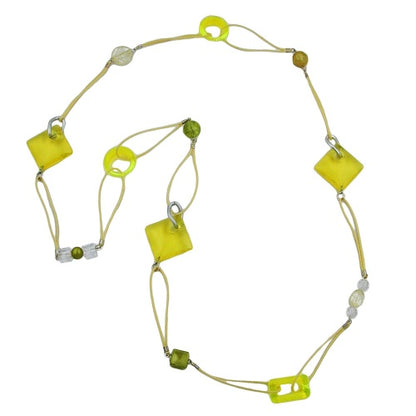 Sommercollier Kunststoff gelb-oliv 100cm