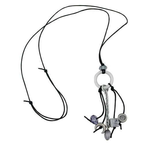 Kette, Ring hellgrau-silber, grau-si