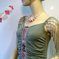 Kette, Perle rosa-marmoriert, kristal