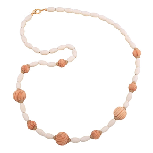 Kette Holzoliven Tanne weiß 65cm