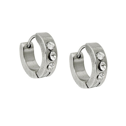 Zirkonia-Creole glänzend 12x4mm Edelstahl