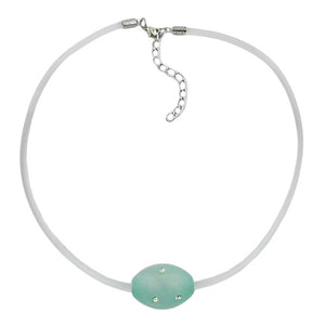 Kette 26x20mm Olive mint-kristall weißer Vollgummi-Schlauch 42cm