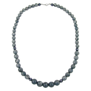 Kette Perlen verlaufend grau-marmoriert glänzend Kunststoff 60cm