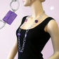 Modeschmuck-Kette lila Kunststoffperlen Weitpanzer Aluminium 100cm