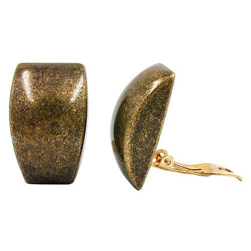 Clip Ohrring 27x17mm Trapez altmessing glänzend Kunststoff-Bouton