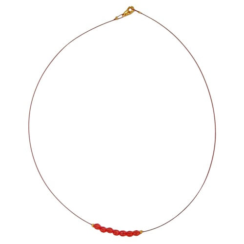 Kette Drahtkette mit facettierten Kunststoffperlen rot 40cm