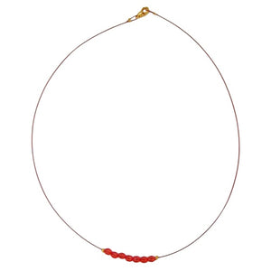 Kette Drahtkette mit facettierten Kunststoffperlen rot 40cm