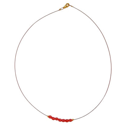 Kette Drahtkette mit facettierten Kunststoffperlen rot 40cm