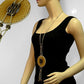 Kette 77mm Kunststoffanhänger Lochring beige-oliv altmessing Kordel grau 90cm
