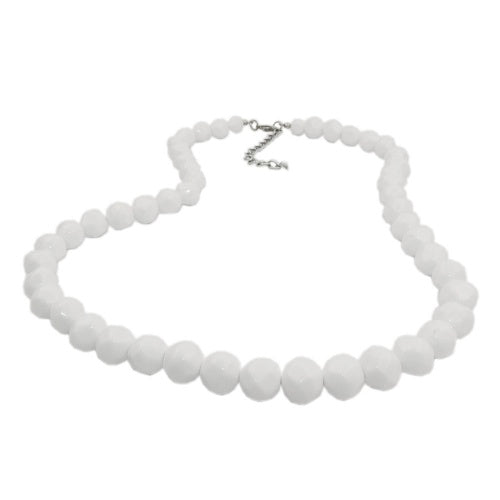 Kette 10mm nicht ganz runde Kunststoffperlen weiß-glänzend 42/45/50cm