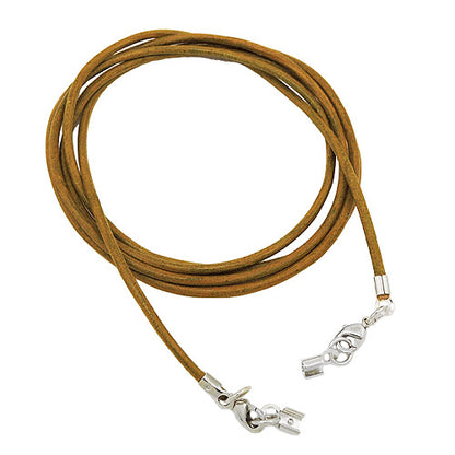 Lederband Rundschnur Rindleder 2mm oliv-khaki gefärbt mit 2x Verschluss silberfarbig ca. 1m