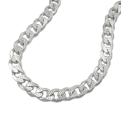 Armband/Kette 5,6mm Panzerkette flach mit Muster Silber 925 21/50/55cm