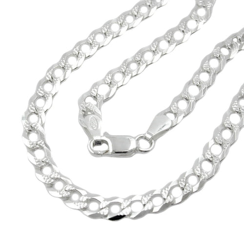 Armband/Kette 4,6mm Panzerkette flach mit Muster Silber 925 19/50/55cm