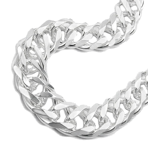 Armband 11x3,5mm Zwillingspanzer Silber 925 21cm