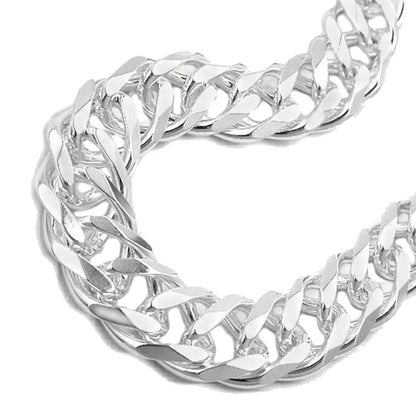 Armband 11x3,5mm Zwillingspanzer Silber 925 21cm