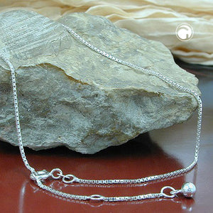 Fußkette 1mm Venezianerkette längenvariabel mit 3 Ösen Silber 925 27/36/40cm