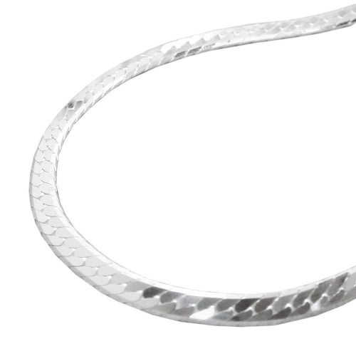 Armband/Kette 3mm Panzerkette flach gedrückt glänzend diamantiert Silber 925 19/42/45cm